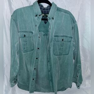 Green Denim Button Down
